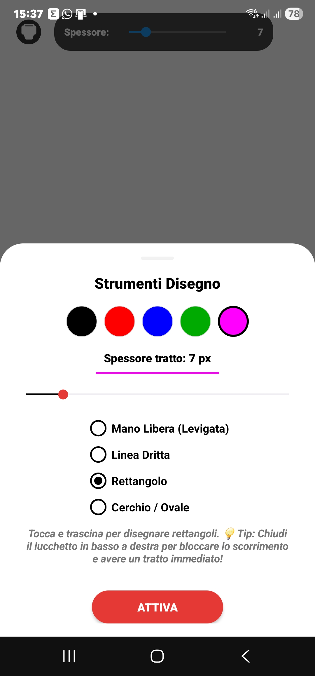 Screenshot Strumenti Disegno